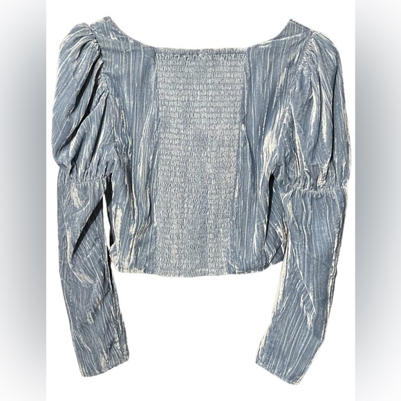 Wayf Velvet Bustier Corset Top Juliet Sleeves in Color Slate Womens Size Medium - Picture 6 of 16